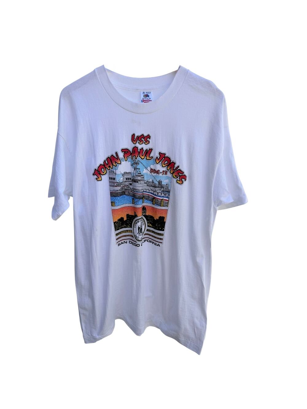 USS John Paul Jones DDG 53 San Diego California T Shirt Mens XL White USA Made